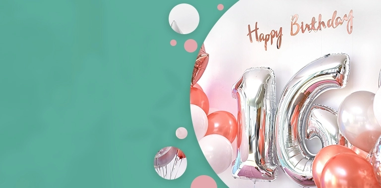 urodzinowe balony i napis